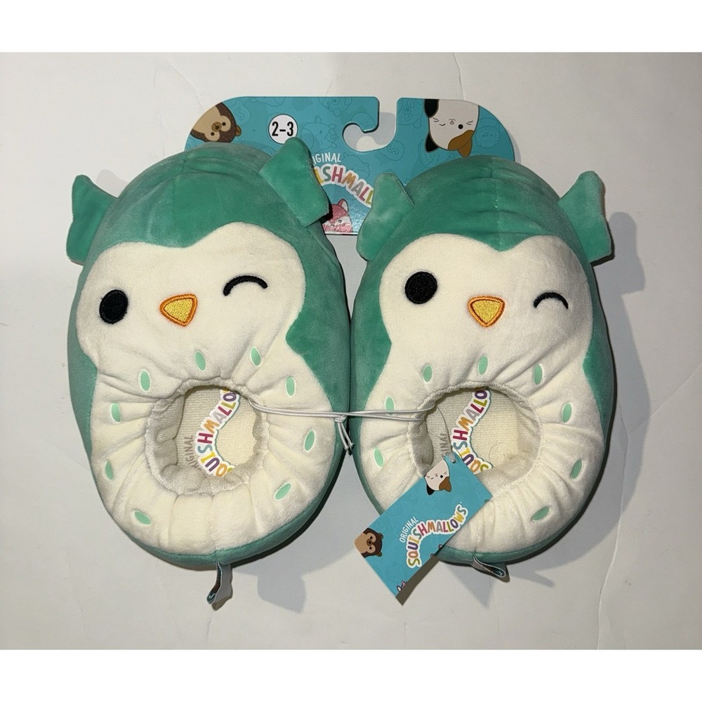 SQUISHMALLOW Kids Slippers Shoes Winston The Owl Plush Soft Wink‎ Size 2/3
